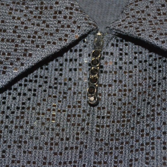 St John Evening Shimmer Micro-Pallettes Metallic Black Zipper Jacket, Size 10 - Picture 8 of 11